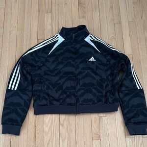 Adidas animal or abstract print cropped boxy fit  jacket size large